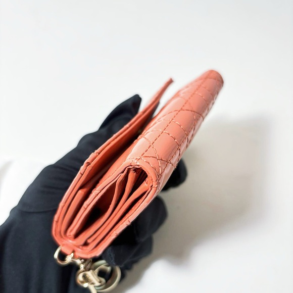 Christian Dior Orange Patent Leather Cannage Wallet - Picture 12 of 15